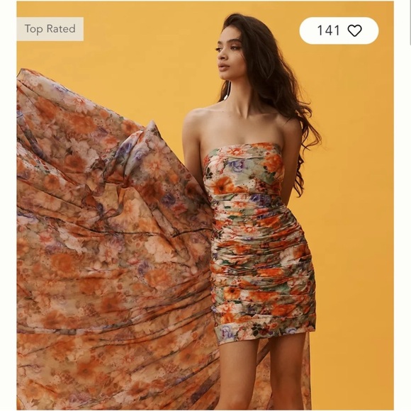 Anthropologie Geisha Designs Strapless Dress Multicolor Floral Print 398$ NEW - Picture 2 of 10